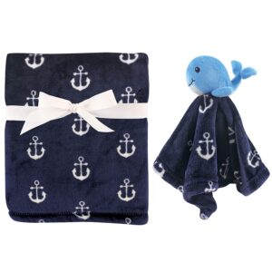 Hudson Baby Unisex Baby Plush Blanket with Security Blanket, Whale, One Size